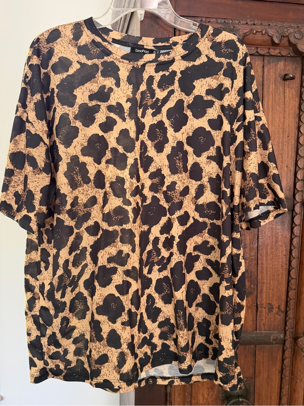 Leopard Print Short Sleeve Shirt Tan & Black